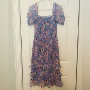 Abercrombie & Fitch | Smocked Puff-Sleeve Midi Dress